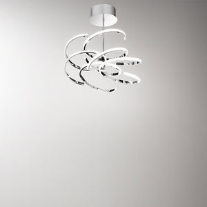 Plafoniera In Metallo Moderna Nest Cromo Led Luce Calda