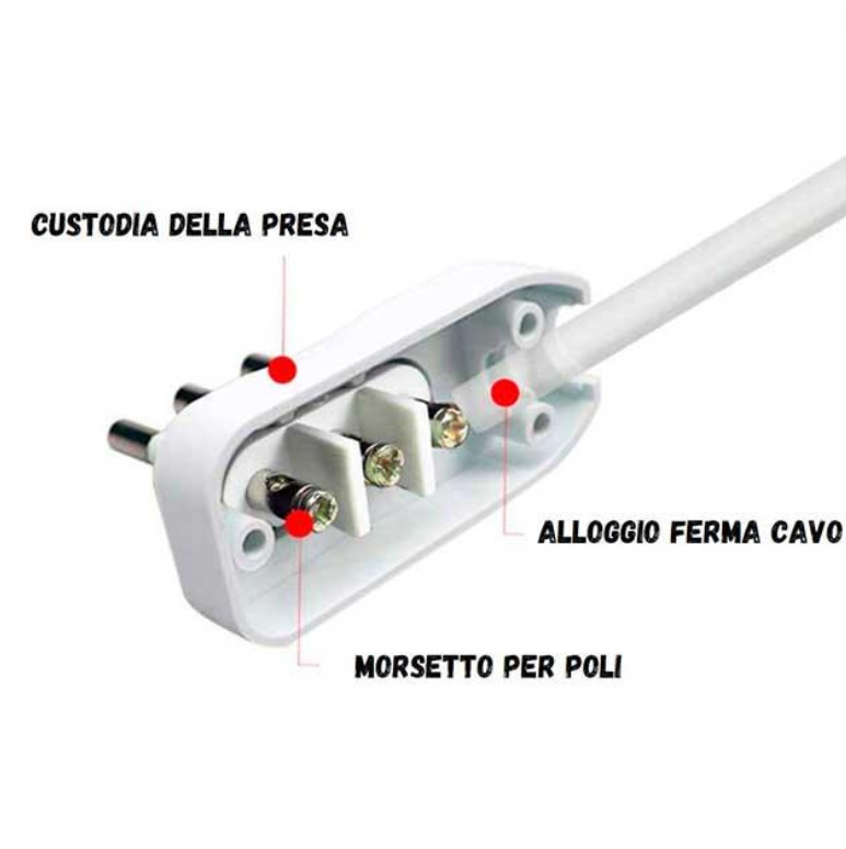 Spina elettrica nera salvaspazio attacco piccolo 10 ampere ecova