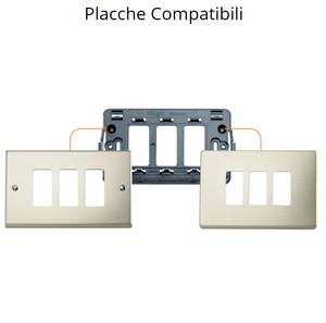 Placca alluminio 3 posti scatola rettangolare serie bticino magic 503/3/x