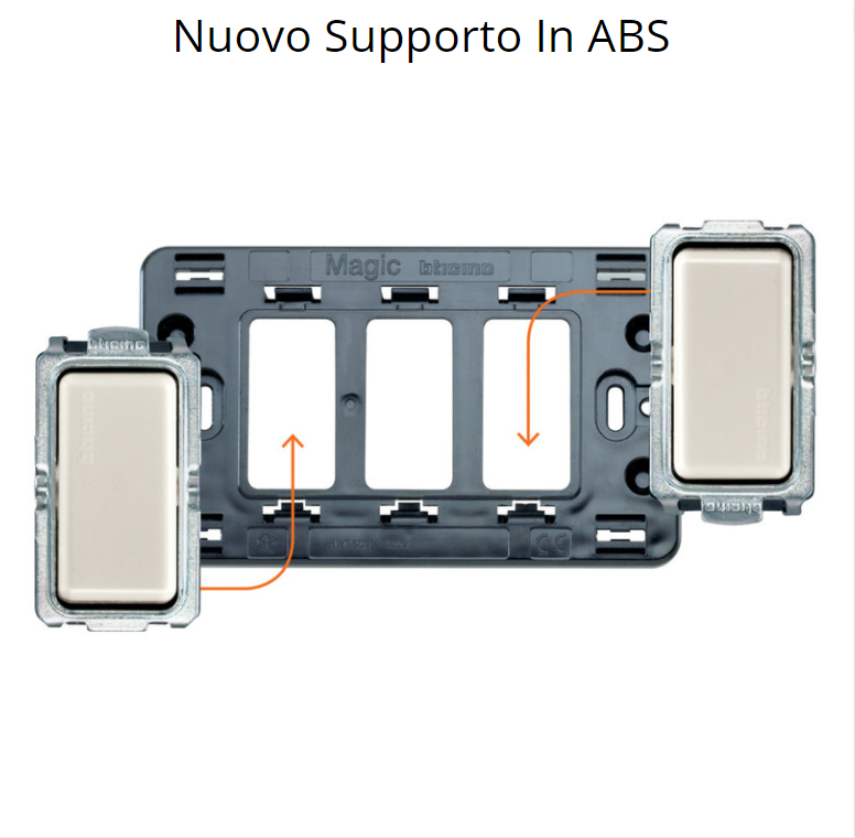 Supporto scatola rettangolare 3 moduli serie bticino magic 503r