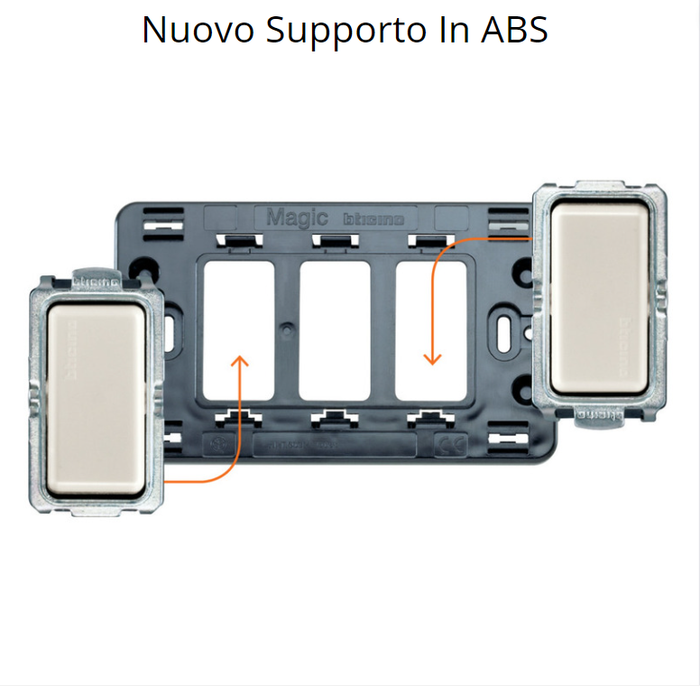 Supporto scatola rettangolare 4 moduli serie bticino magic 504s