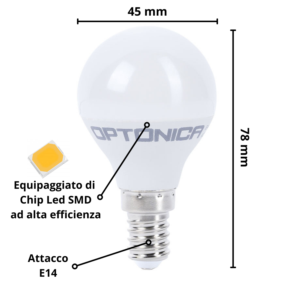 Lampadina led goccia e14 6watt resa 40watt risparmio energetico 4500k pezzi 3