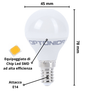 Lampadina led goccia e14 6watt resa 40watt risparmio energetico 4500k pezzi 3