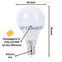 Lampadina led goccia e14 8,5watt resa 60watt risparmio energetico 4500k pezzi 3