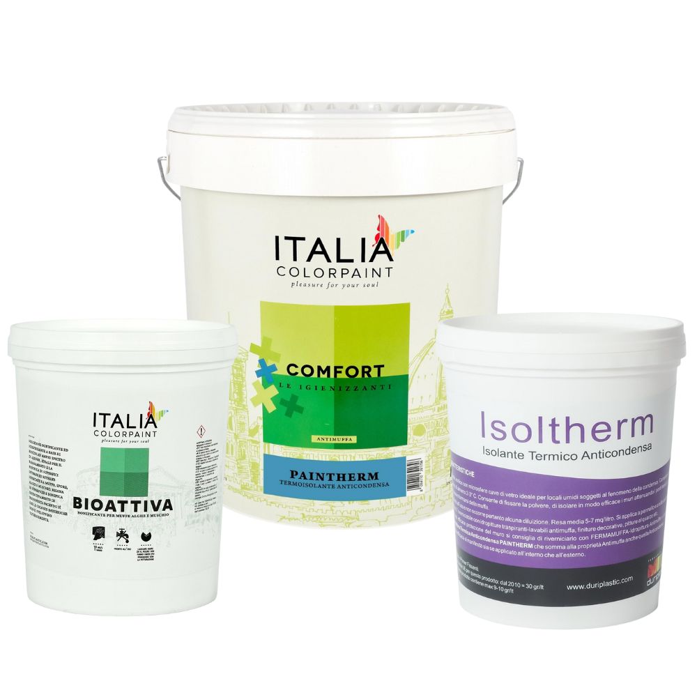 Trattamento completo antimuffa isoltherm fissativo bioattiva paintherm mq 50