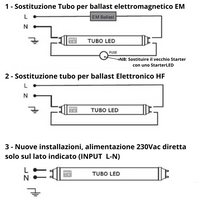 Tubo led t8 9 watt 60cm vetro attacco g13 risparmio energetico 4500k pezzi 3