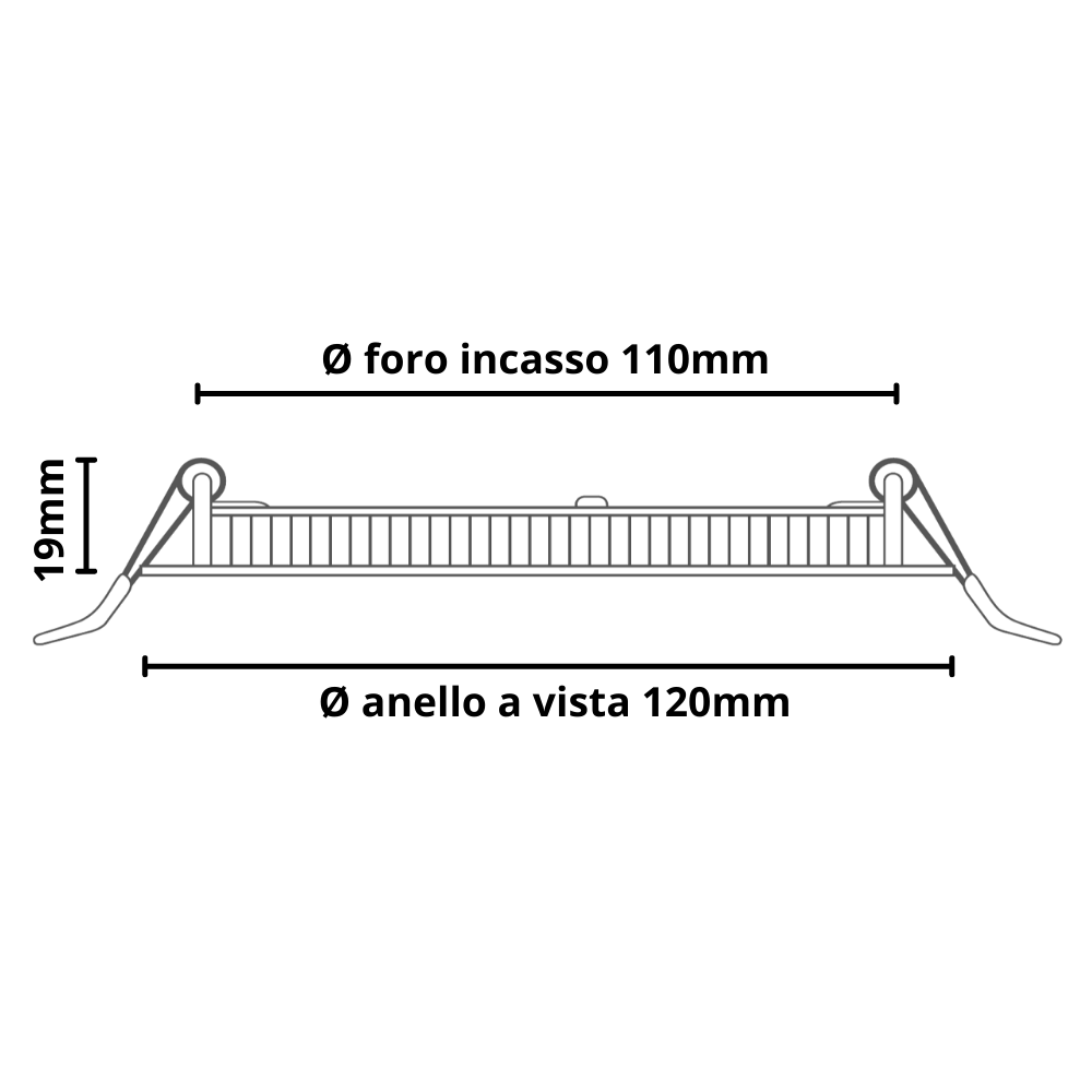 Pannello led incasso 110 cm 6watt slim tondo alimentatore incluso 6000k pezzi 3