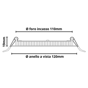 Pannello led incasso 110 cm 6watt slim tondo alimentatore incluso 6000k pezzi 3