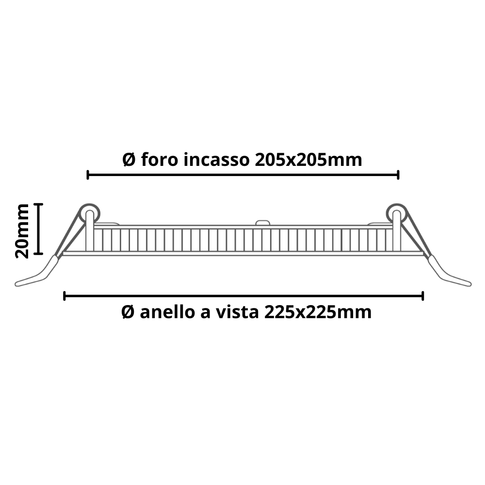 Pannello led incasso 20.5cm 18w slim quadro alimentatore incluso 4500k pezzi 3