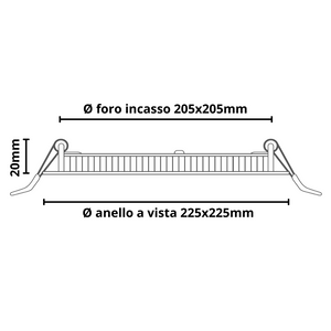 Pannello led incasso 20.5cm 18w slim quadro alimentatore incluso 6000k pezzi 3