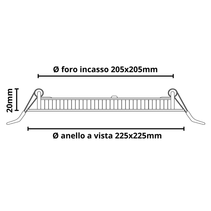 Pannello led incasso 20.5cm 18w slim quadro alimentatore incluso 6000k pezzi 3