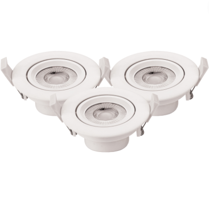 Faretto led incasso orientabile tondo soffitto 7w driver incluso 6000k pezzi 3