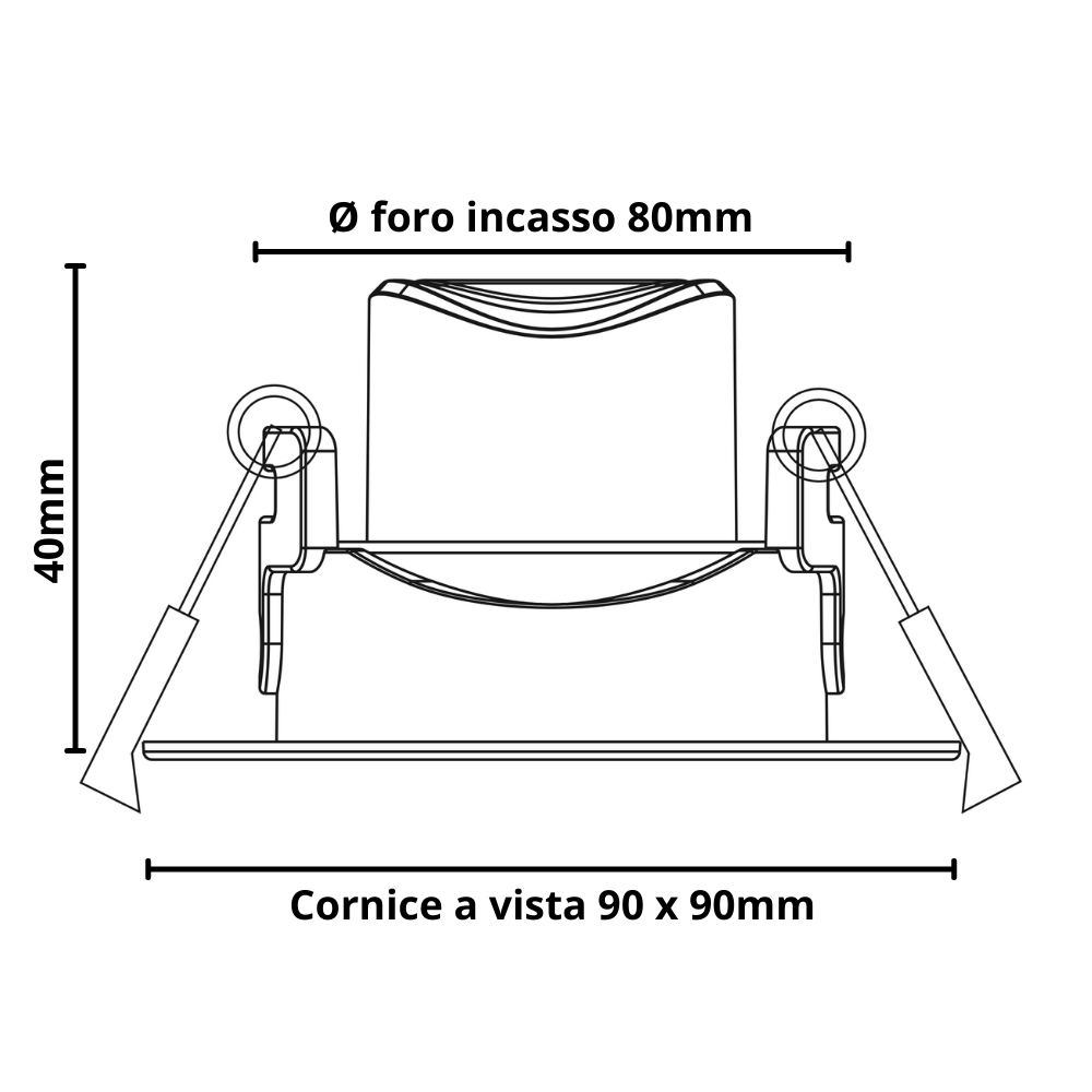 Faretto led incasso orientabile quadro soffitto 5w driver incluso 4500k pezzi 3