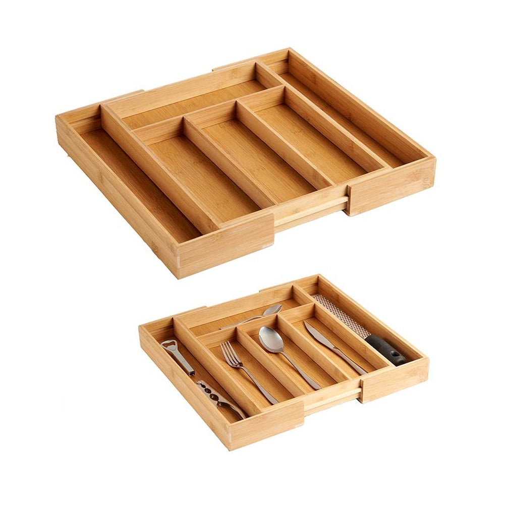 Porta Posate in Legno Bambà¹ Espandibile Regolabile 6spazi Allungabile fino a 41cm