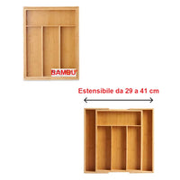 Porta Posate in Legno Bambà¹ Espandibile Regolabile 6spazi Allungabile fino a 41cm