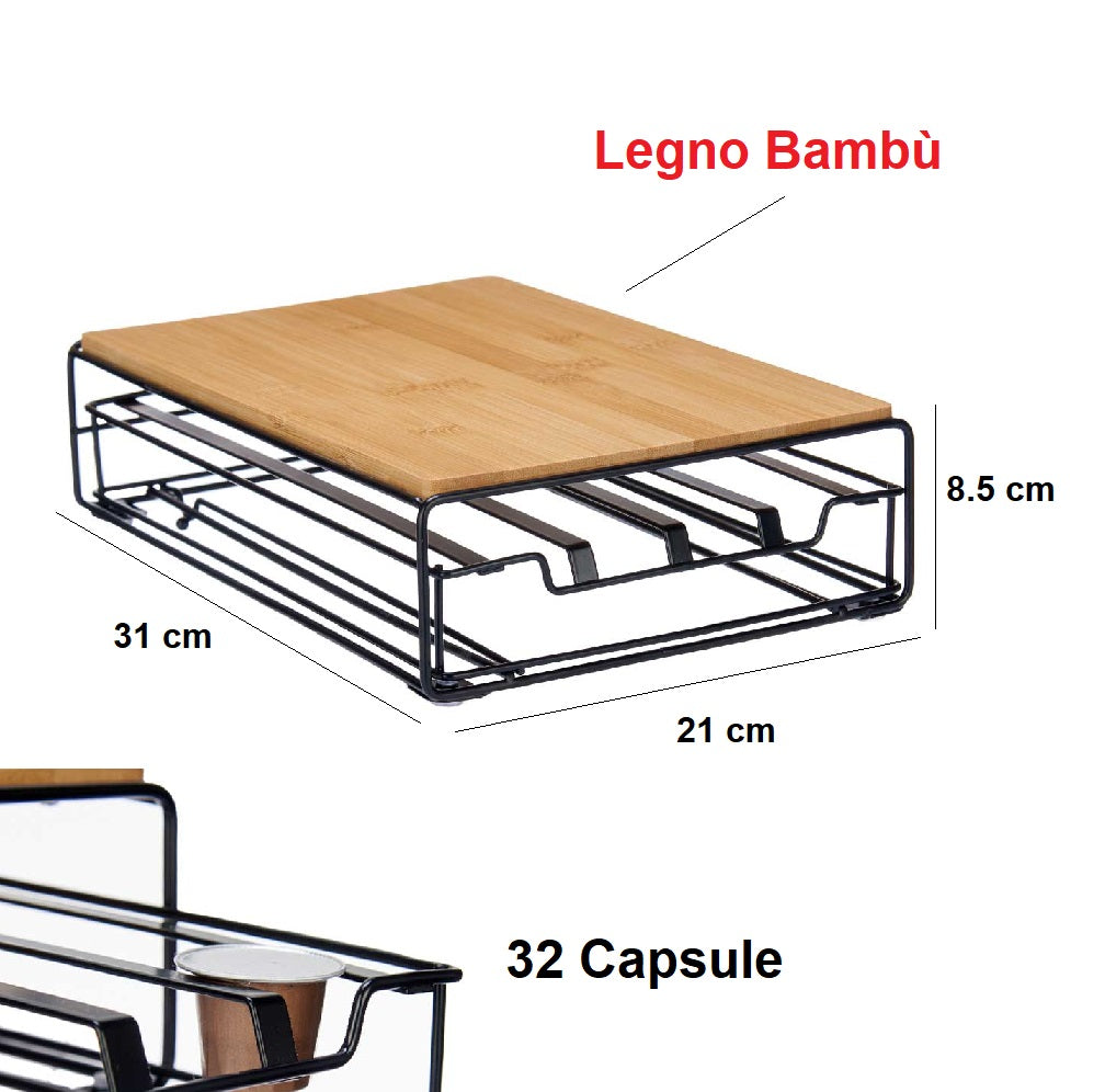 Cassetto Porta Capsule Nespresso 32Posti Metallo verniciato Bambà¹ Vassoio Estraibile