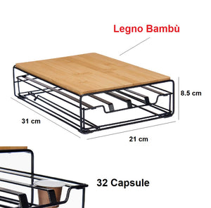 Cassetto Porta Capsule Nespresso 32Posti Metallo verniciato Bambà¹ Vassoio Estraibile