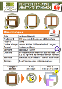 Finestra a 2 pannelli in legno Altezza 175 X Larghezza 90 (dimensioni del tavolo) senza maniglia