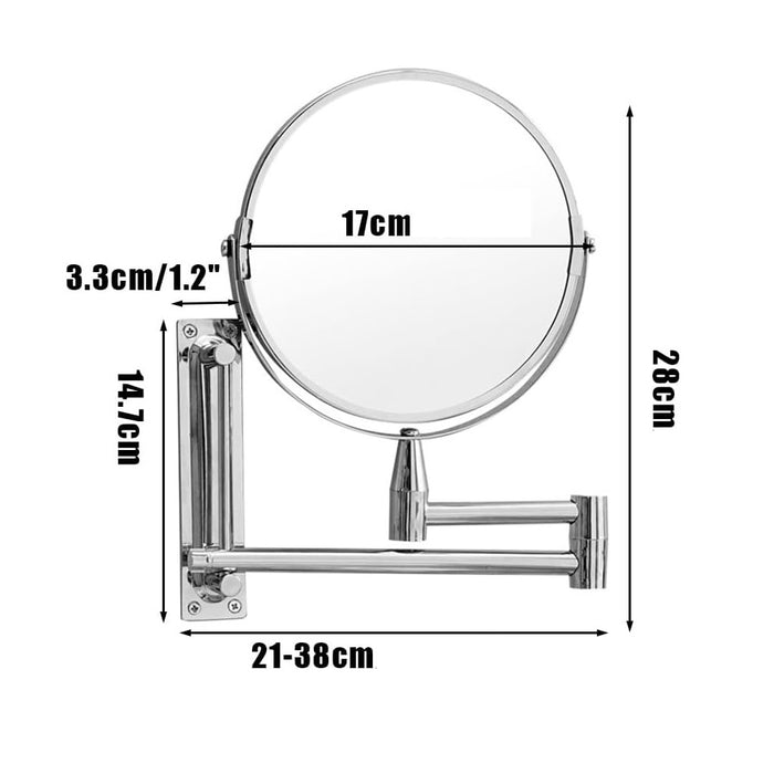 Specchio da Bagno Braccio Allungabile Salvaspazio Specchio 17cm Bifacciale Trucco