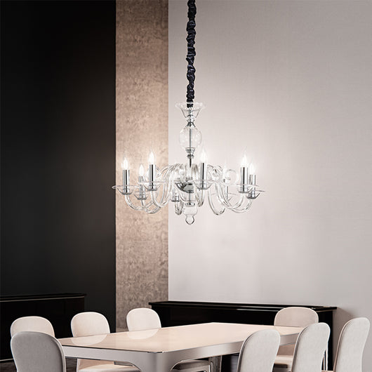 Lampadario Contemporaneo Metallo Bougie Trasparente 6 Luci E14 Piccolo