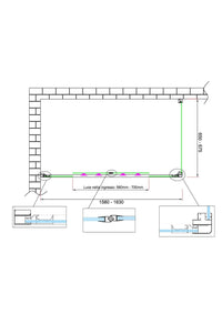 Box doccia 6 mm H 190 parete fissa e porta a 4 ante con apertura centrale MISURA 65-67,5 ANTA FISSA + PORTA 158-163 