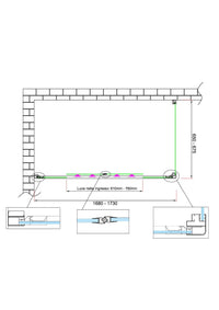 Box doccia 6 mm H 190 parete fissa e porta a 4 ante con apertura centrale MISURA 65-67,5 ANTA FISSA + PORTA 168-173 