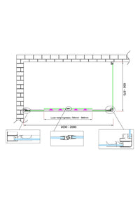 Box doccia 6 mm H 190 parete fissa e porta a 4 ante con apertura centrale MISURA 65-67,5 ANTA FISSA + PORTA 203-208 