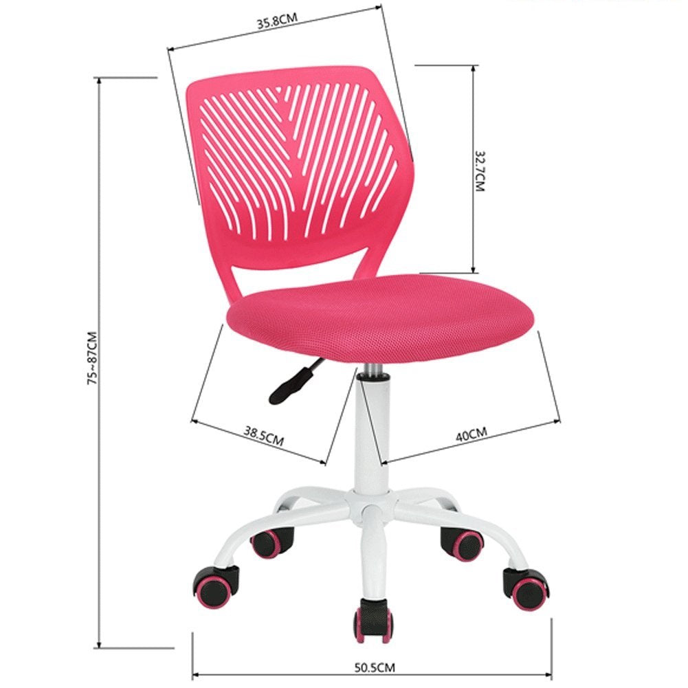 Sedia da Scrivania Cameretta Altezza Regolabile Ergonomica Base Bianca Rosa