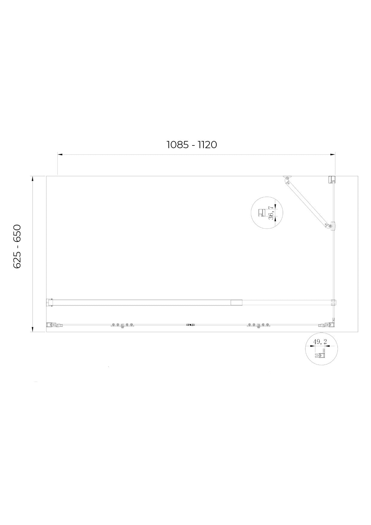 Box cabina doccia con ingresso libero apertura a libro pieghevole e lastra fissa reversibile H 190 cromo trasparente anticalcare misure  62,6-65 Fisso + Porta 108,5-112