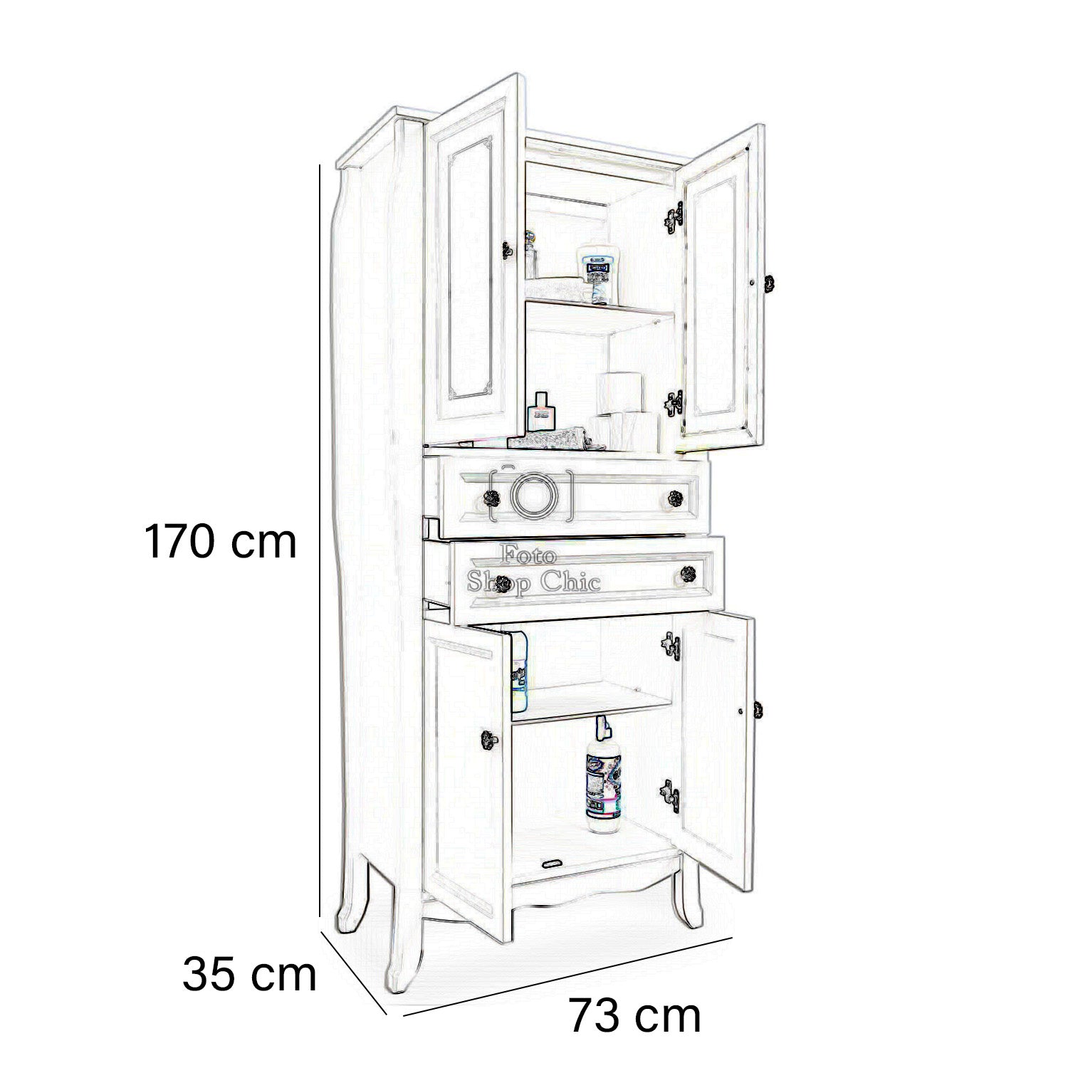 Colonna bagno contemporaneo bianco shabby con vetrine