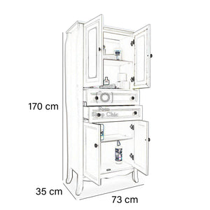 Colonna bagno contemporaneo bianco shabby con vetrine