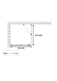 Box doccia apertura a libro soffietto pieghevole con parete fissa laterale h 190 cromo trasparente Fisso 62,5-65 - Porta 72,5-75