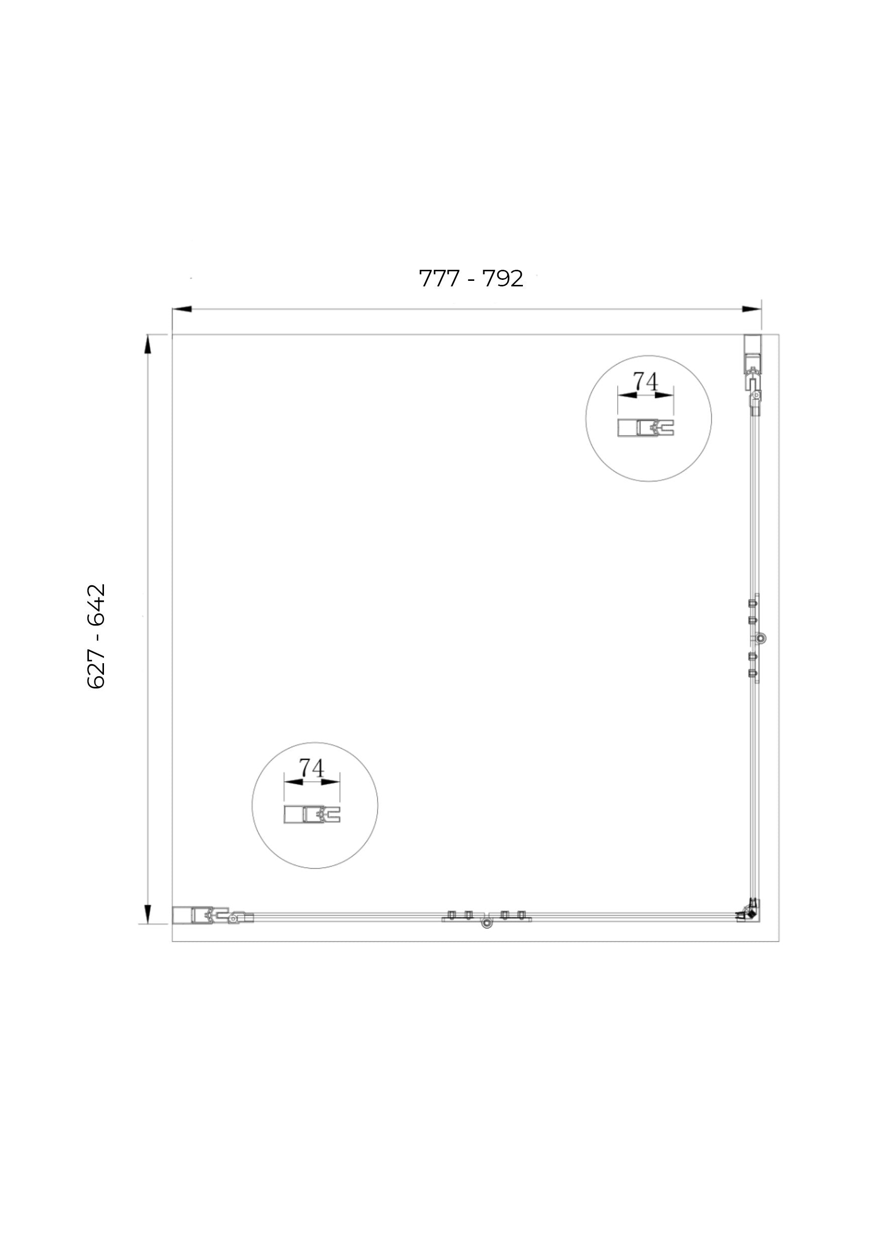 Box doccia angolare pieghevole a libro con chiusura a pacchetto H 190 cromo anticalcare trasparente con misure 65 (62,5-64) x 80 (77,5-79)