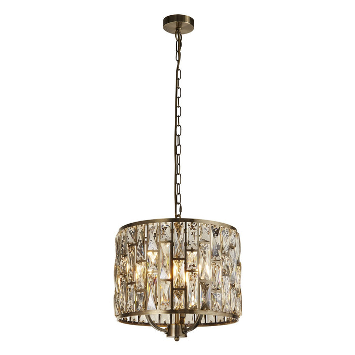 Lampadario Classico Gioiello Acciaio Ottone Vetro 3 Luci E14