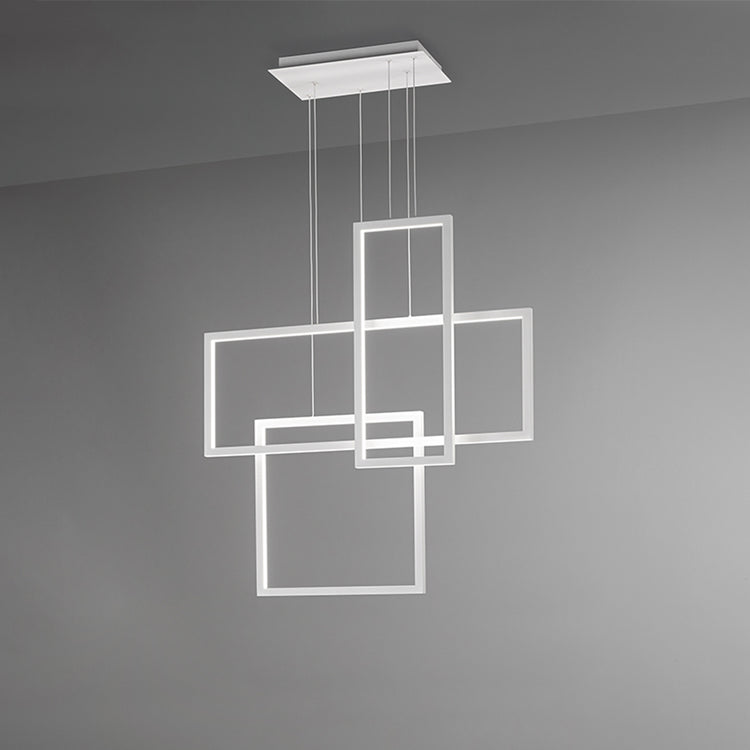 Lampadario In Alluminio Industrial Cross Colore Bianco Led