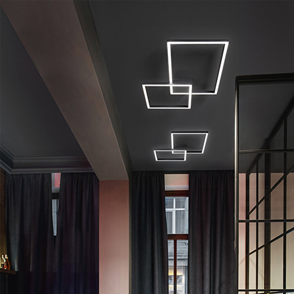 Plafoniera In Alluminio Industrial Cross Nero Led