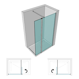 Parete doccia walk in basculante lorna l112f cristallo 8 millimetri 127-129 cm