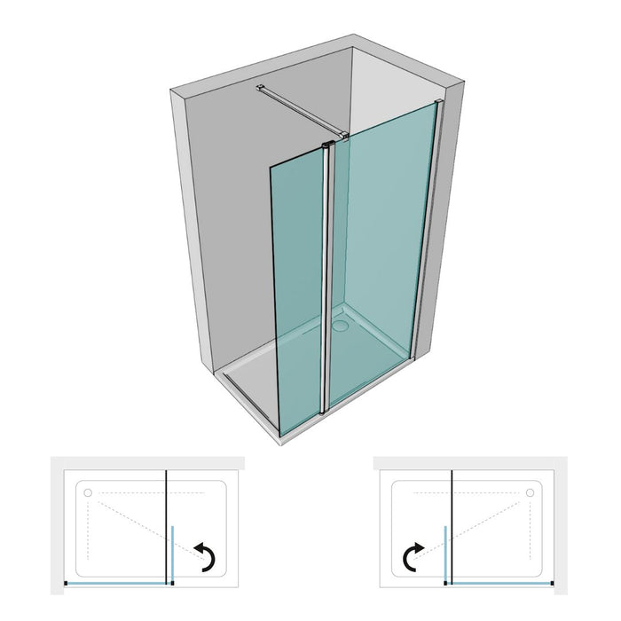 Parete doccia walk in basculante lorna l112f cristallo 8 millimetri 137-139 cm