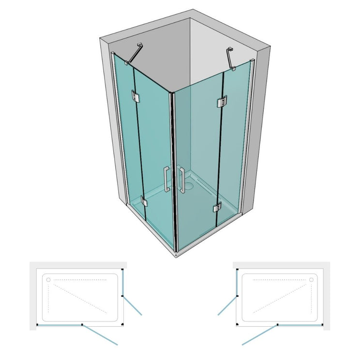 Cabina doccia angolare giglio 2 ante cristallo 8 mm trasparente 90x90x195h