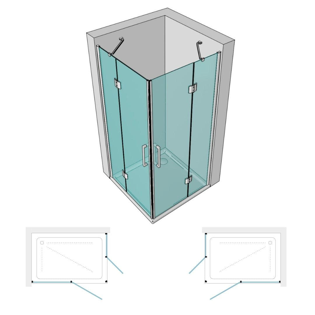 Cabina doccia angolare giglio 2 ante cristallo 8 mm trasparente 70x90x195h