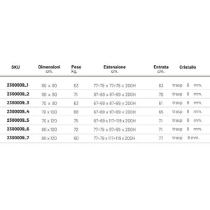 Cabina doccia angolare giglio 2 ante cristallo 8 mm trasparente 70x120x195h