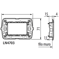 Living light telaio pezzi 20 supporto plastica blu scatola 3 moduli ln4703