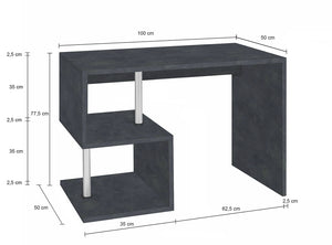 Scrivania con 2 Ripiani 100x50x77,5 cm Esse Ardesia