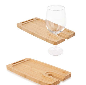 Vassoio Aperitivo Porta Bicchiere in Legno di Bambà¹ 2pz 26x14cm Colore Naturale