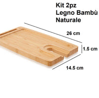 Vassoio Aperitivo Porta Bicchiere in Legno di Bambà¹ 2pz 26x14cm Colore Naturale