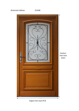 Porta d'ingresso in legno Modello Ady GD MENUISERIES 215X90 Sx a spinta Cote Tableau senza maniglia