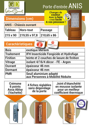 Anice Dimensioni porta 215 X 90 a sinistra a spinta (dimensioni tabella)