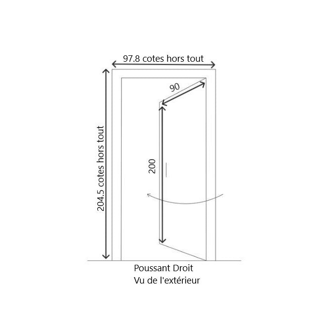 Porta d'ingresso in legno smaltato, Carole, H.200xl.90 p. destra + Maniglia E Canna (rif 010403RFP)Tabella Dimensioni senza maniglia