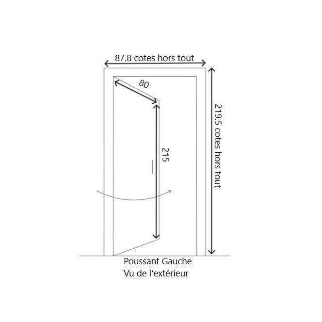 Porta d'ingresso in legno smaltato, Navy, H.215xl.80 p.sinistra + Maniglia E Botte (rif 010403RFP)Dimensioni tabella senza maniglia