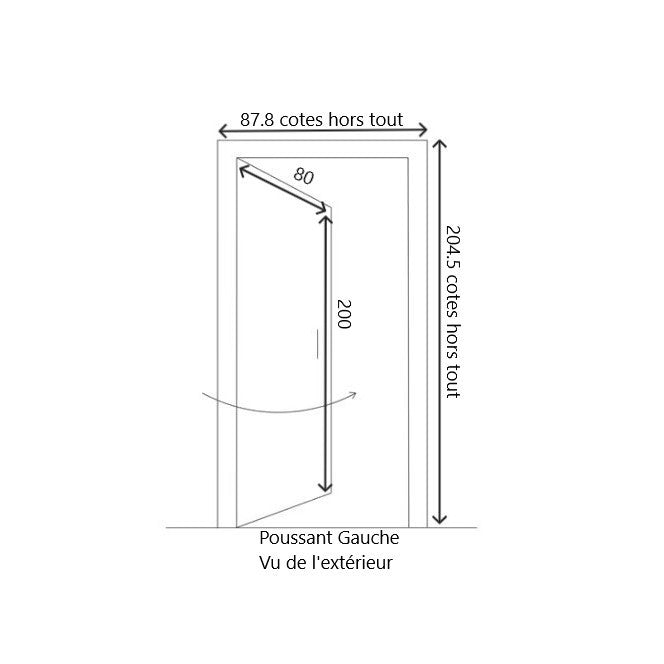 Porta d'ingresso in legno smaltato, Navy, H.200xl.80 p.sinistra + Maniglia E Botte (rif 010403RFP)Dimensioni tabella senza maniglia